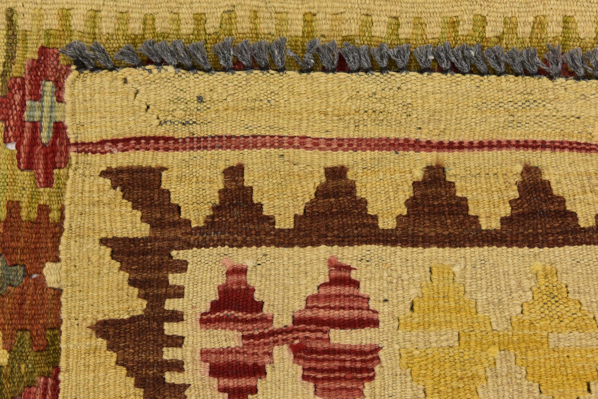 3' 6 x 6' 8 Hand Woven Kilim Maymana Wool Rug