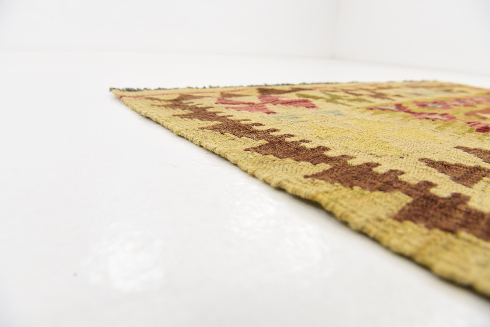 3' 6 x 6' 8 Hand Woven Kilim Maymana Wool Rug