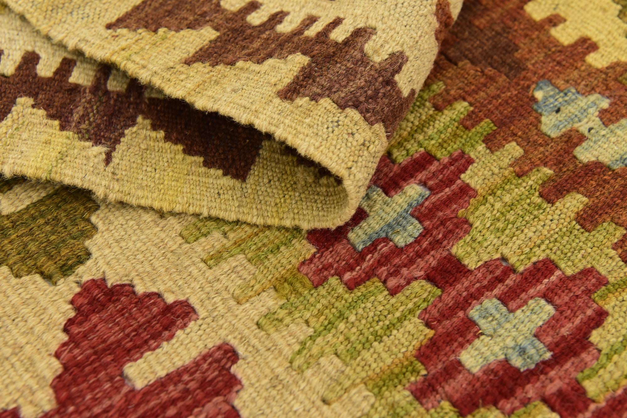 3' 6 x 6' 8 Hand Woven Kilim Maymana Wool Rug