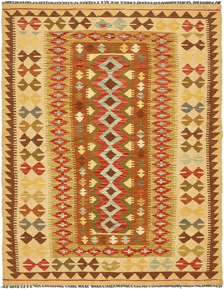 Detail image of 3' 6 x 6' 8 Hand Woven Kilim Maymana Wool Rug