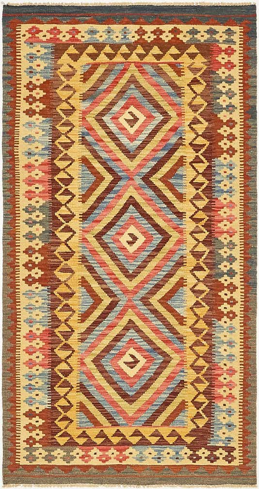 3' 4 x 6' 5 Hand Woven Kilim Maymana Wool Rug