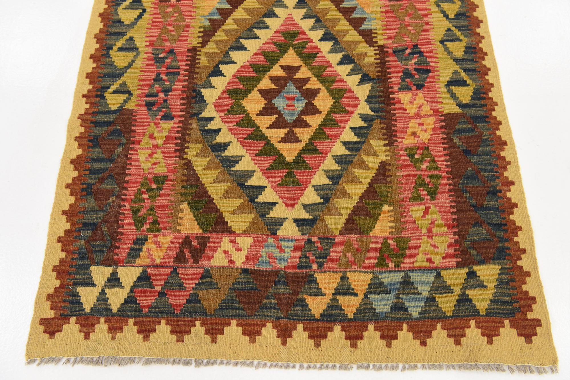 105cm x 195cm Tejido a mano Kilim Maymana Alfombra Lana