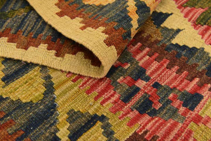 105cm x 195cm Hand Woven Kilim Maymana Wool Rug