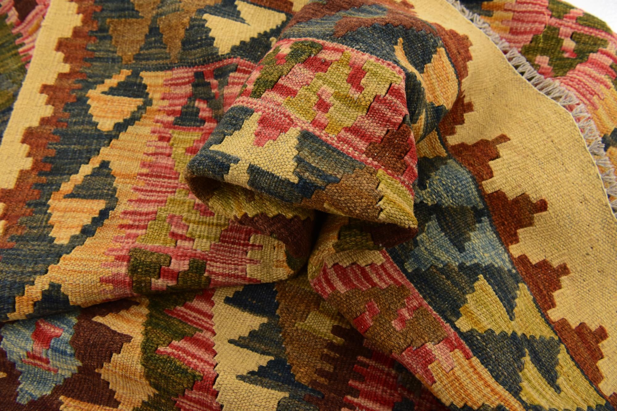 105cm x 195cm Tejido a mano Kilim Maymana Alfombra Lana