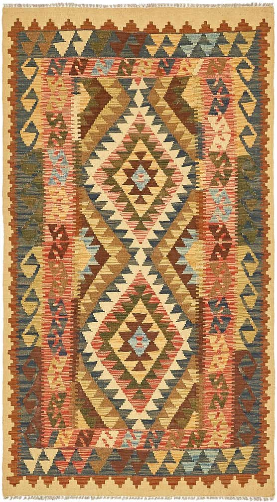 105cm x 195cm Hand Woven Kilim Maymana Wool Rug