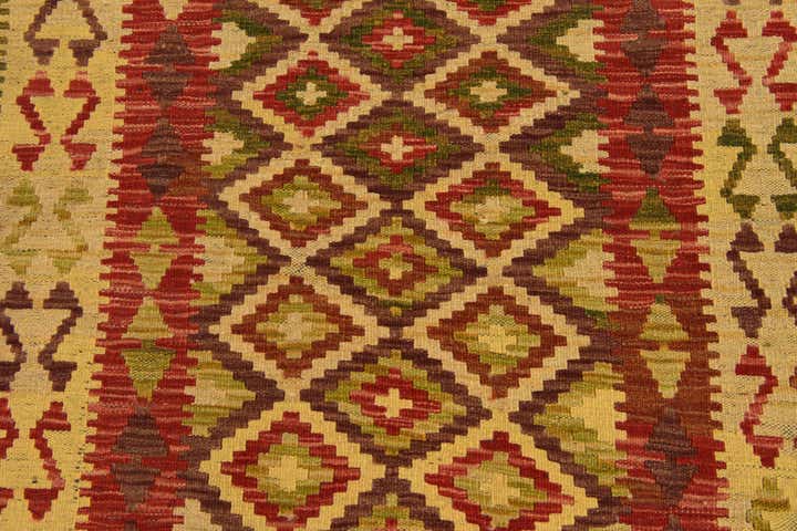 3' 4 x 6' Hand Woven Kilim Maymana Wool Rug