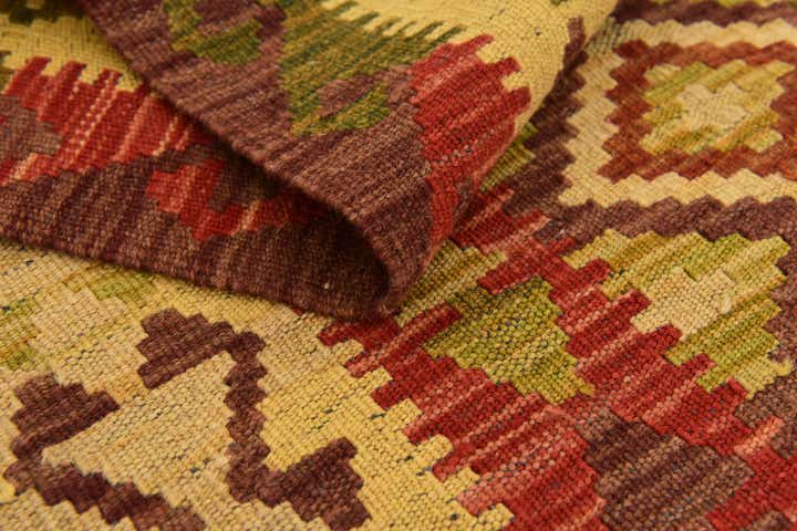 3' 4 x 6' Hand Woven Kilim Maymana Wool Rug