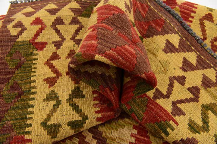 3' 4 x 6' Hand Woven Kilim Maymana Wool Rug