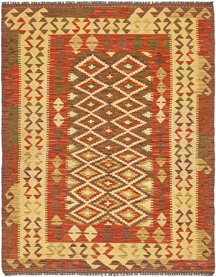 Detail image of 3' 4 x 6' Hand Woven Kilim Maymana Wool Rug