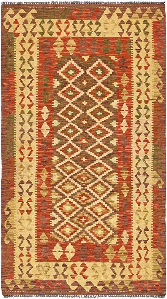 3' 4 x 6' Hand Woven Kilim Maymana Wool Rug