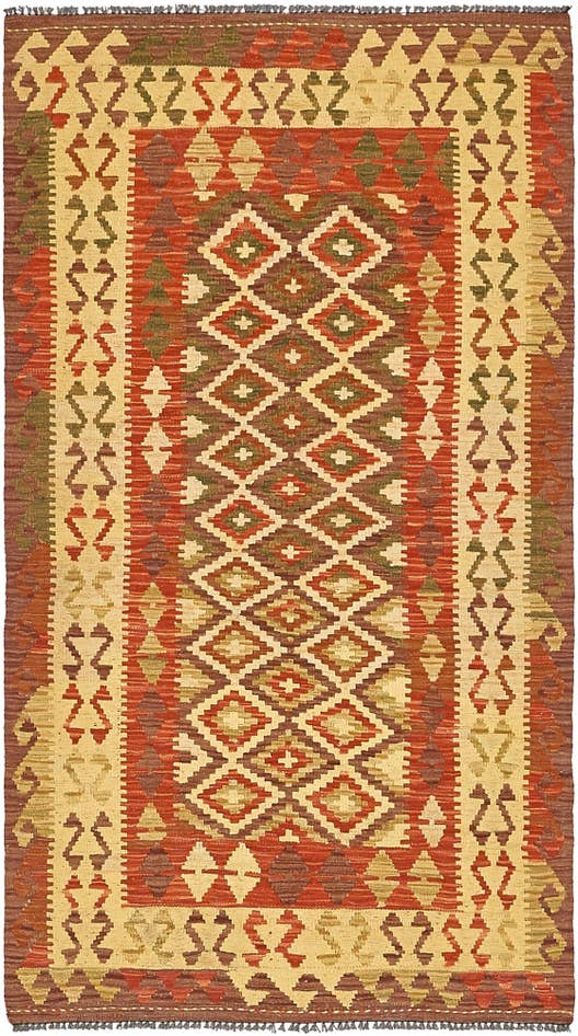Detail image of 3' 4 x 6' Hand Woven Kilim Maymana Wool Rug