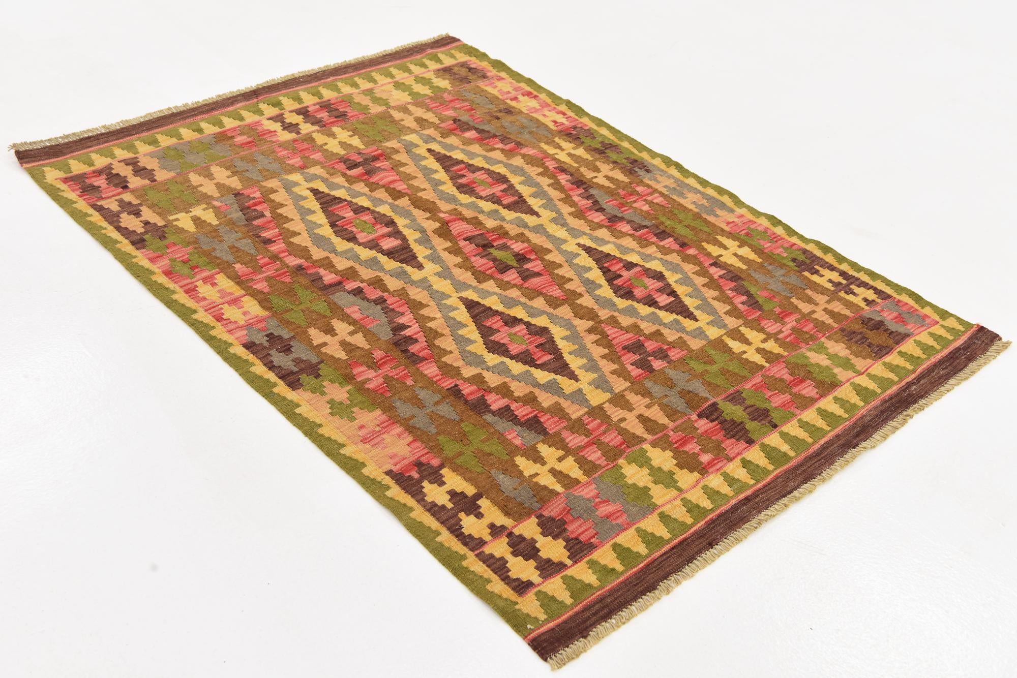 105cm x 145cm Tejido a mano Kilim Maymana Alfombra Lana
