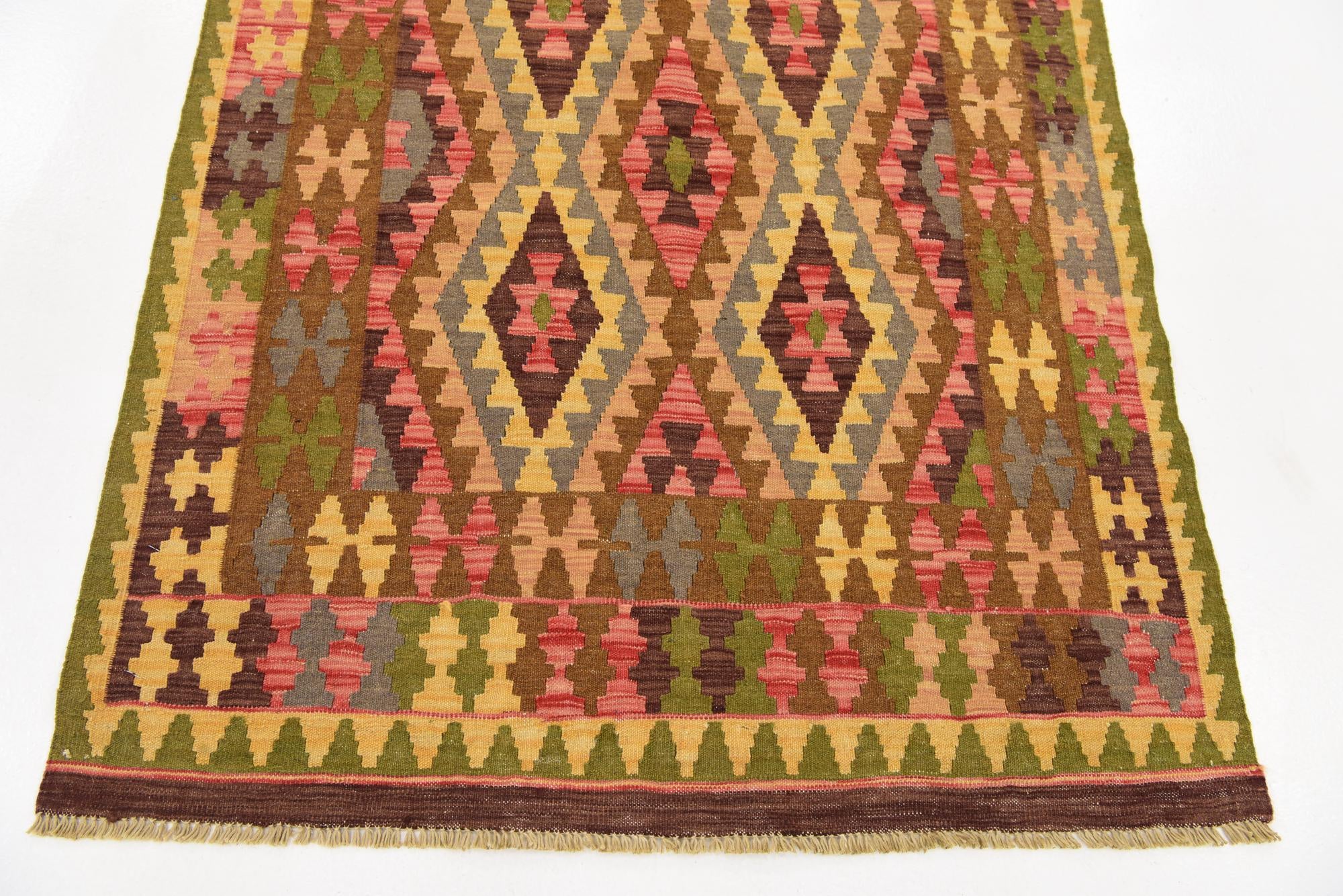 105cm x 145cm Tejido a mano Kilim Maymana Alfombra Lana