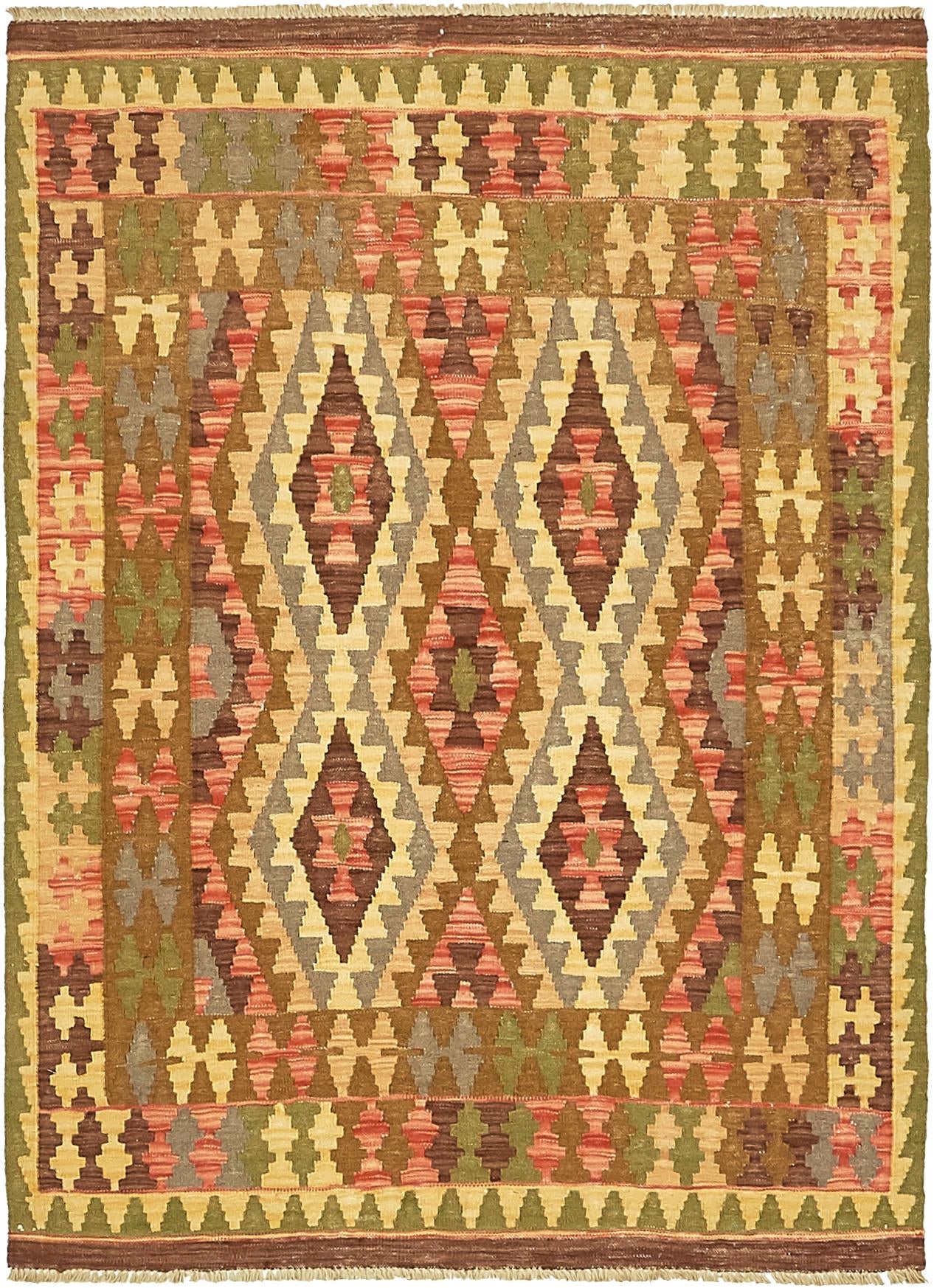 105cm x 145cm Tejido a mano Kilim Maymana Alfombra Lana