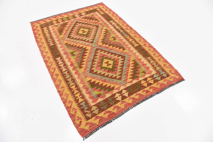 Detail image of 3' 6 x 5' Hand Woven Kilim Maymana Wool Rug