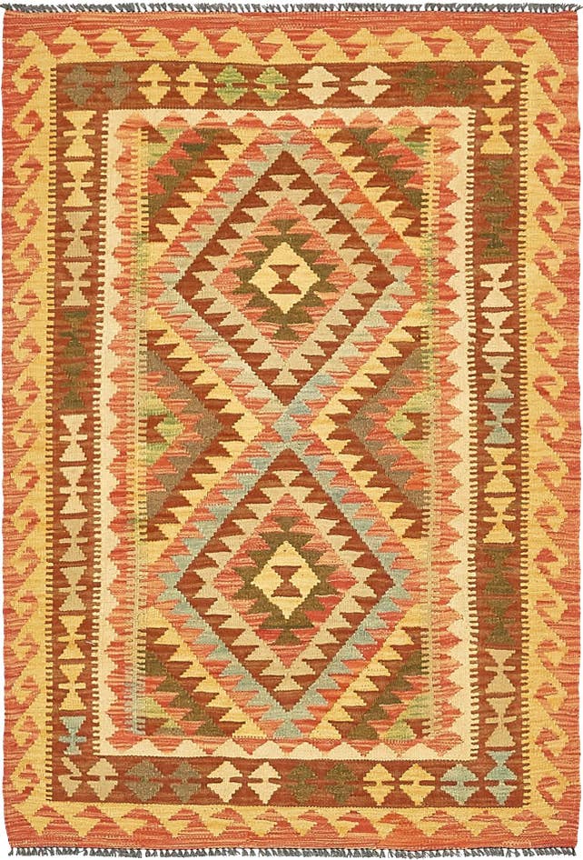 Detail image of 3' 6 x 5' Hand Woven Kilim Maymana Wool Rug
