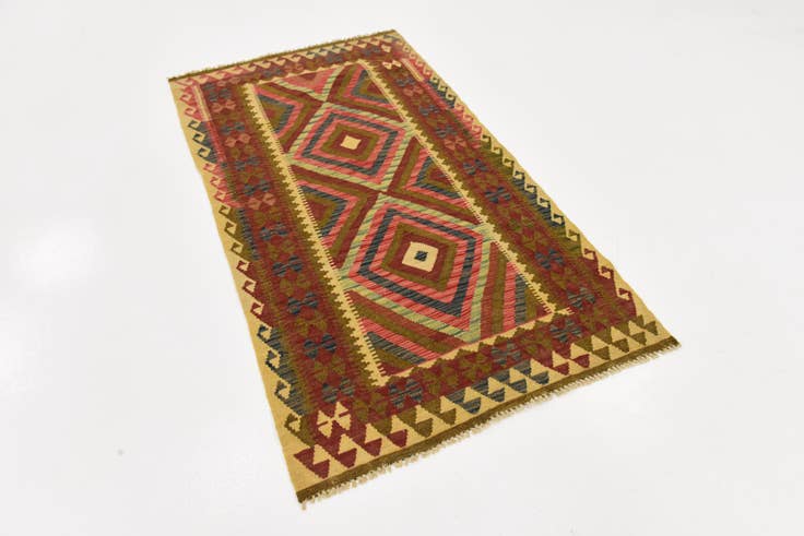 Detail image of 3' 5 x 6' 4 Hand Woven Kilim Maymana Wool Rug