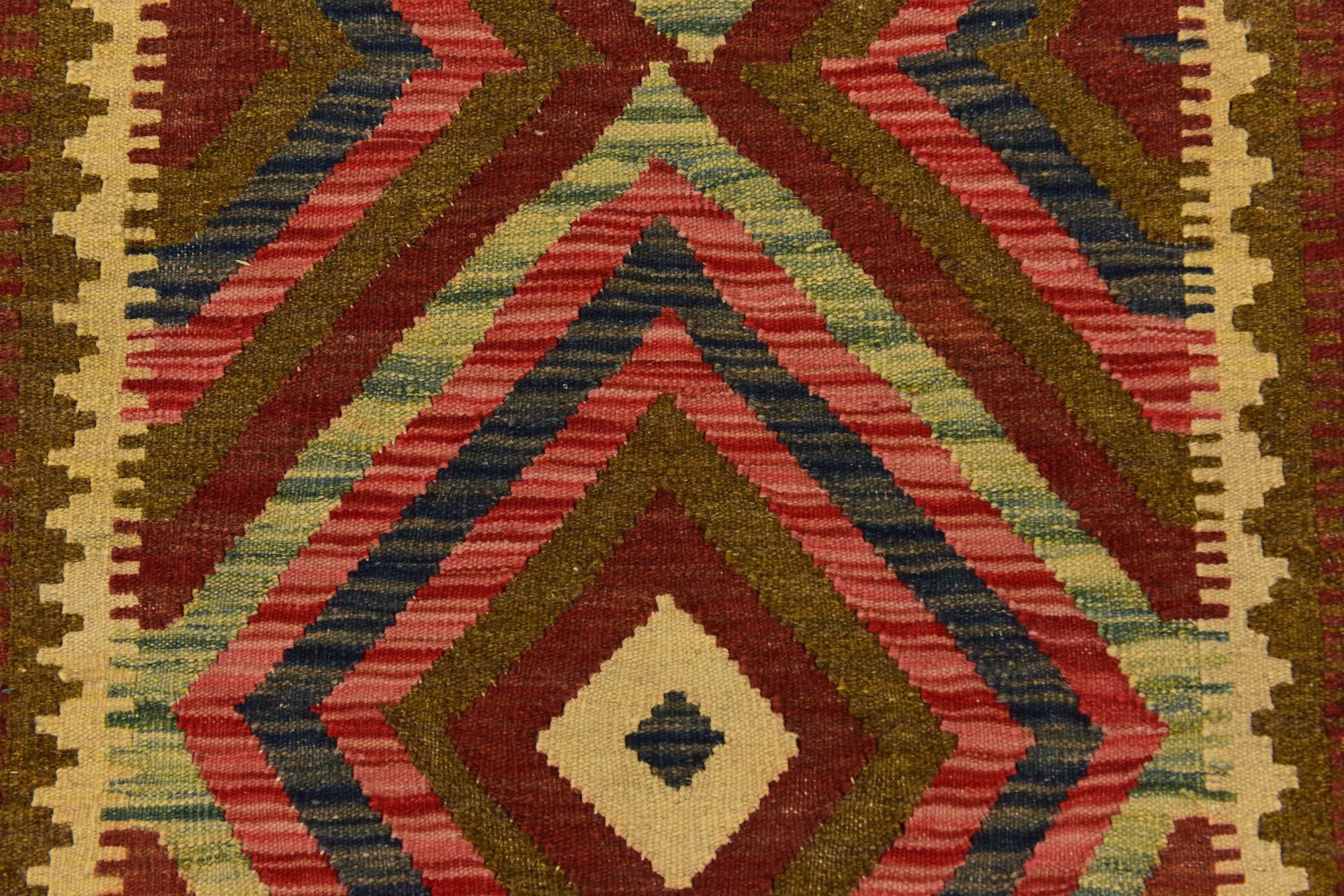 3' 5 x 6' 4 Hand Woven Kilim Maymana Wool Rug