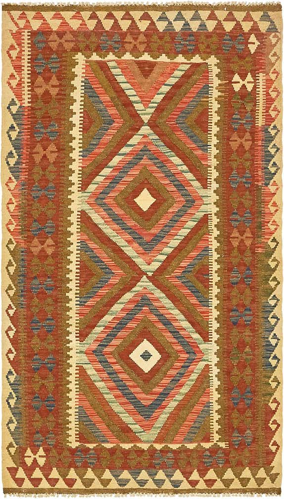 3' 5 x 6' 4 Hand Woven Kilim Maymana Wool Rug
