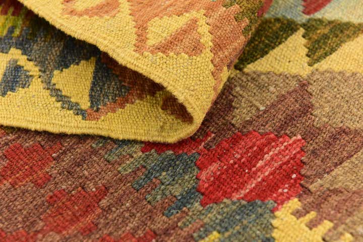 4' x 6' 9 Hand Woven Kilim Maymana Wool Rug