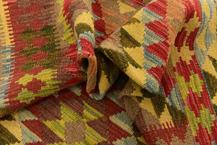 4' x 6' 9 Hand Woven Kilim Maymana Wool Rug