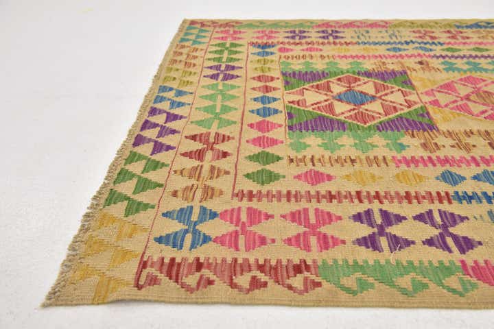 3' 10 x 6' Hand Woven Kilim Maymana Wool Rug