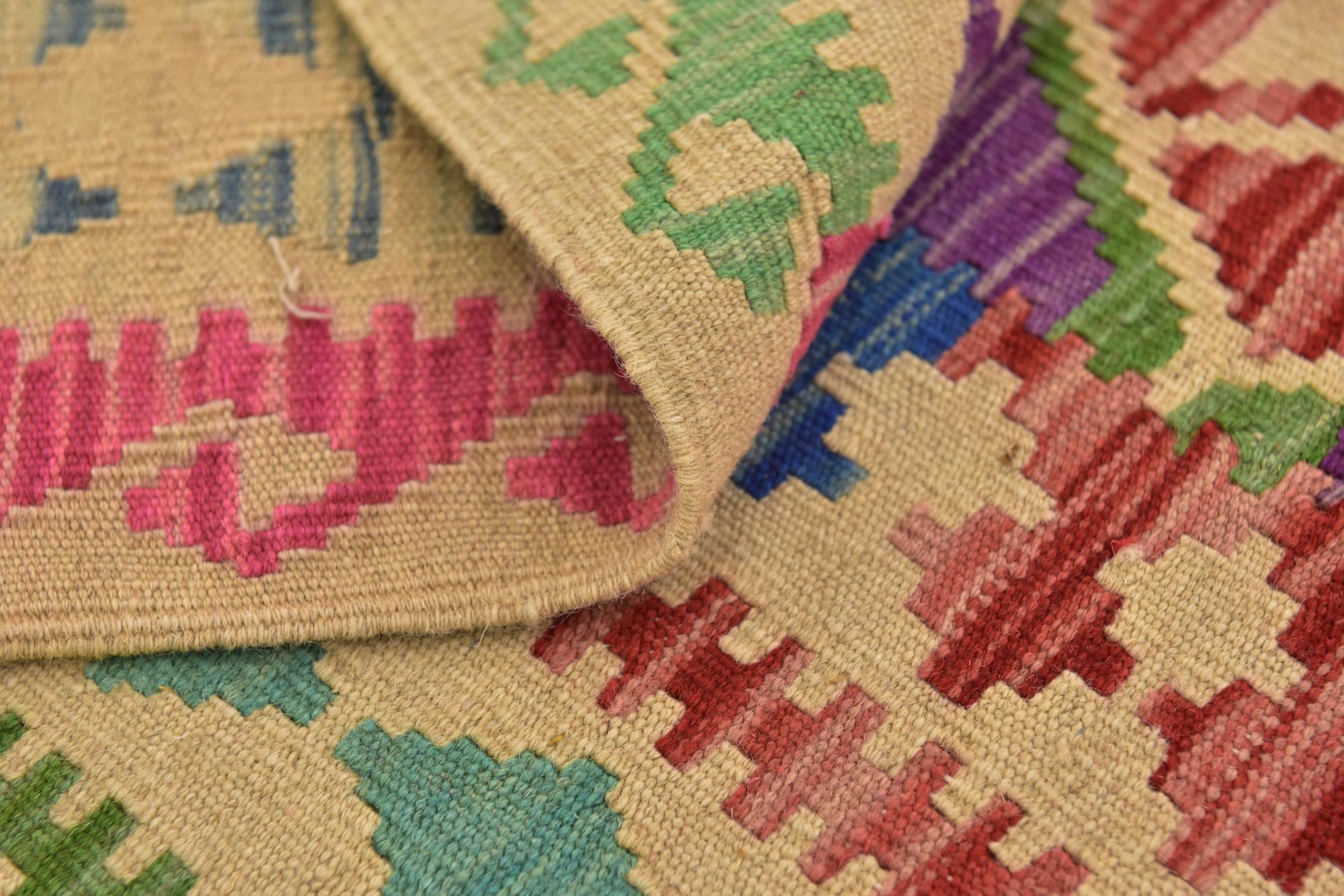 3' 10 x 6' Hand Woven Kilim Maymana Wool Rug