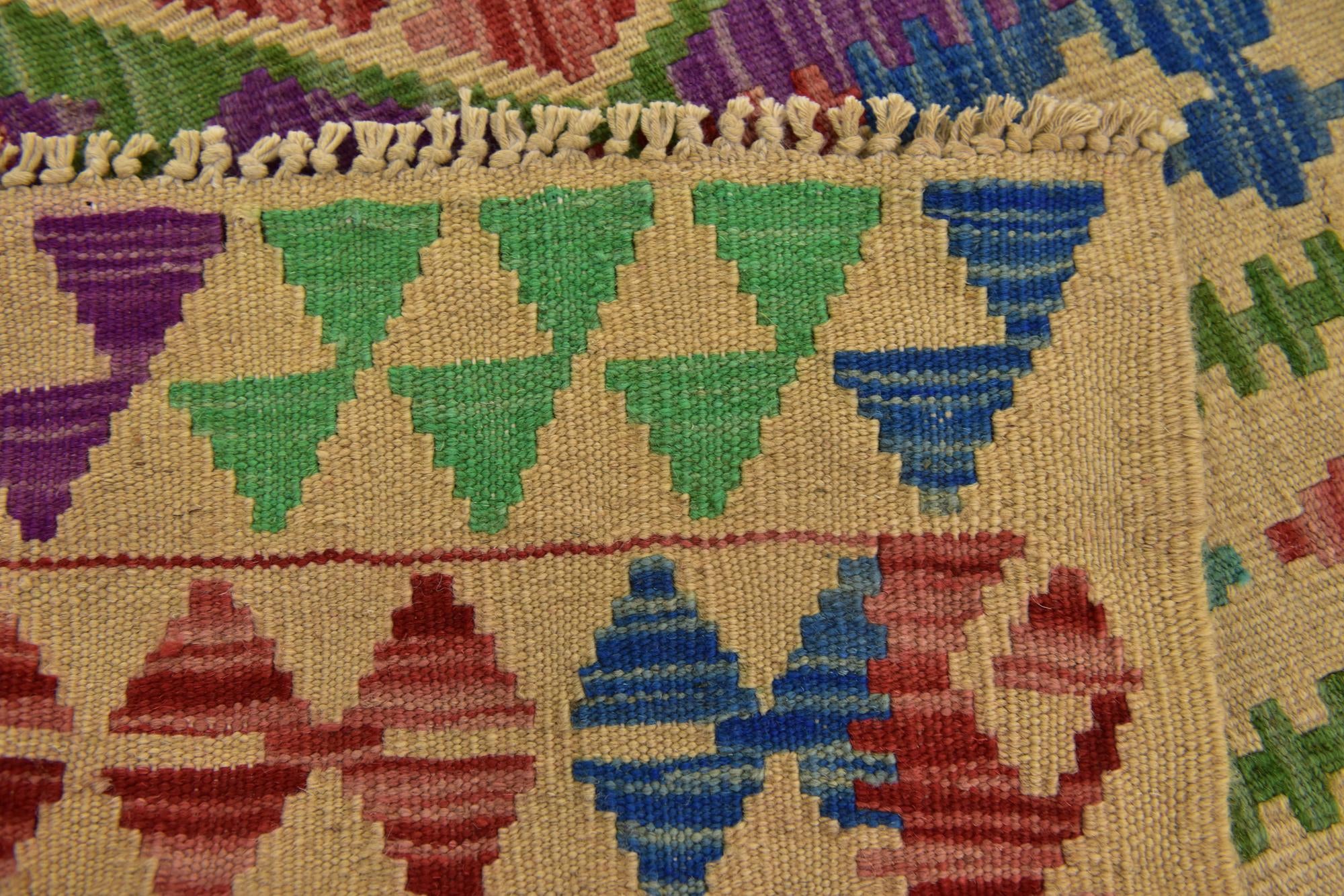 3' 10 x 6' Hand Woven Kilim Maymana Wool Rug