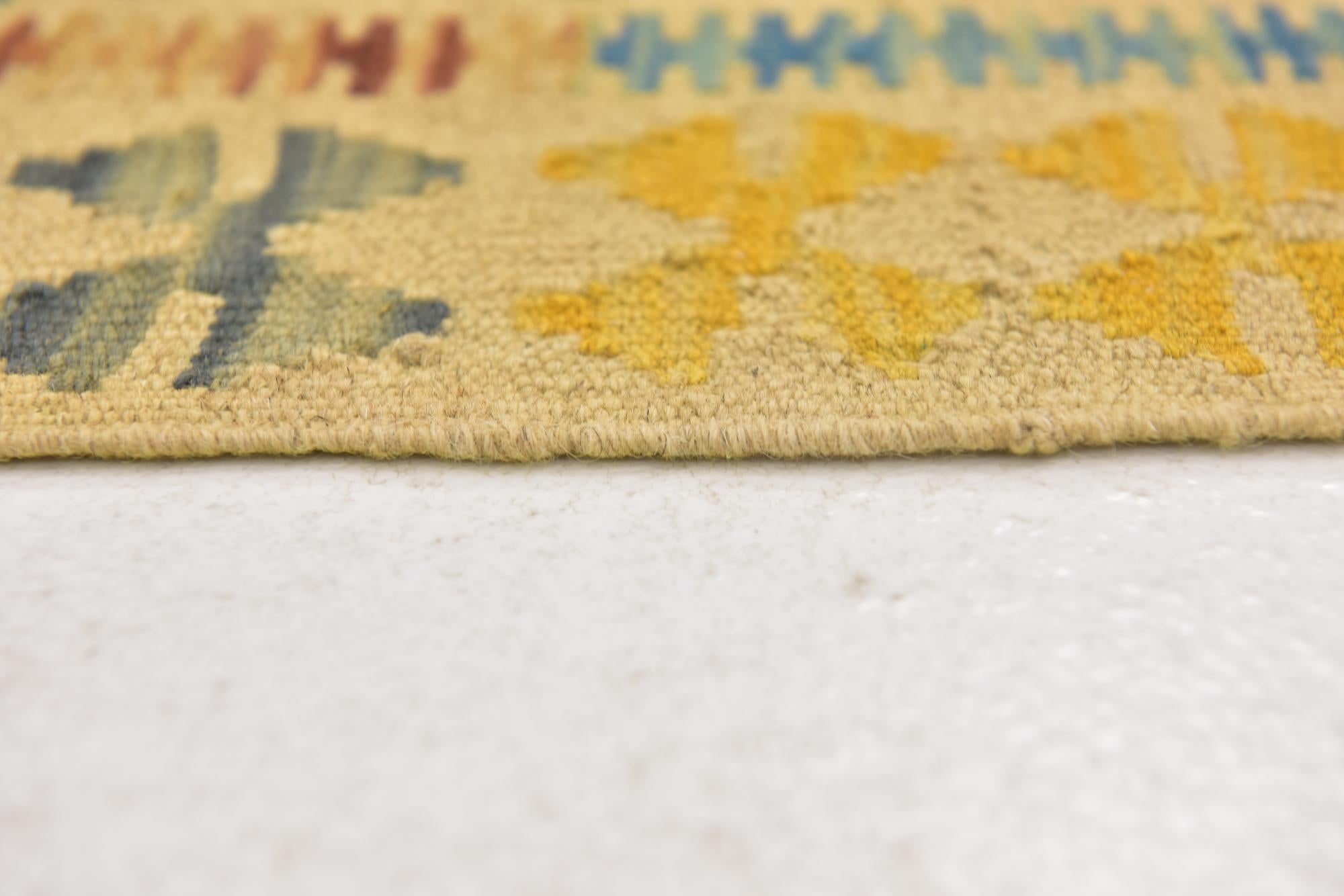 3' 3 x 6' 4 Hand Woven Kilim Maymana Wool Rug