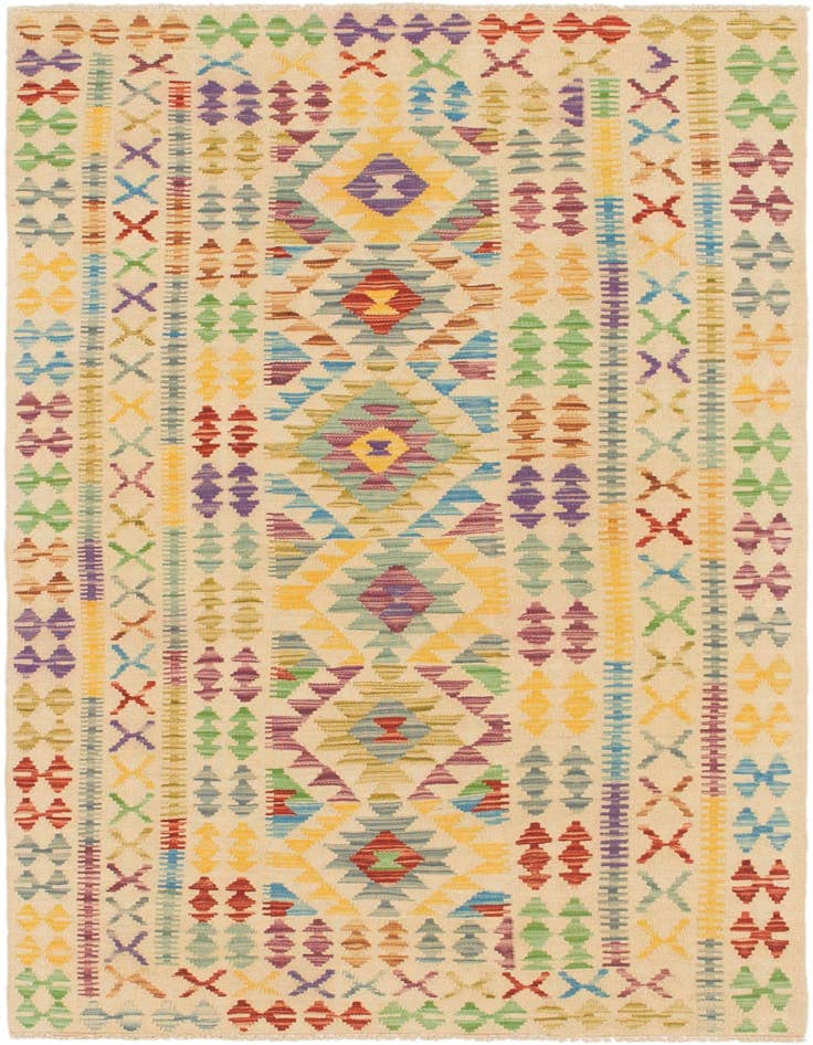 Detail image of 3' 3 x 6' 4 Hand Woven Kilim Maymana Wool Rug