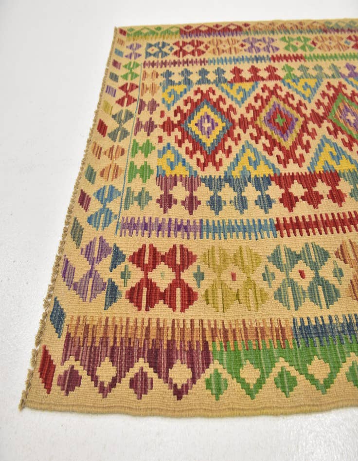 Detail image of 3' 4 x 6' 4  Hand Woven Kilim Maymana Wool Rug