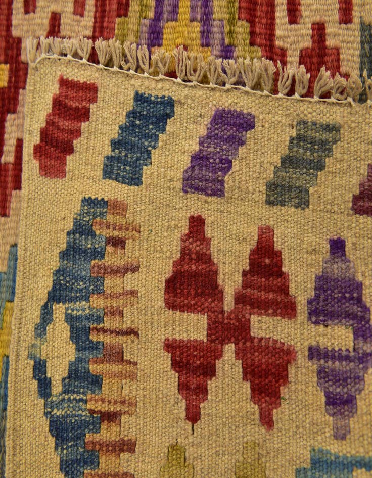 Detail image of 3' 4 x 6' 4  Hand Woven Kilim Maymana Wool Rug