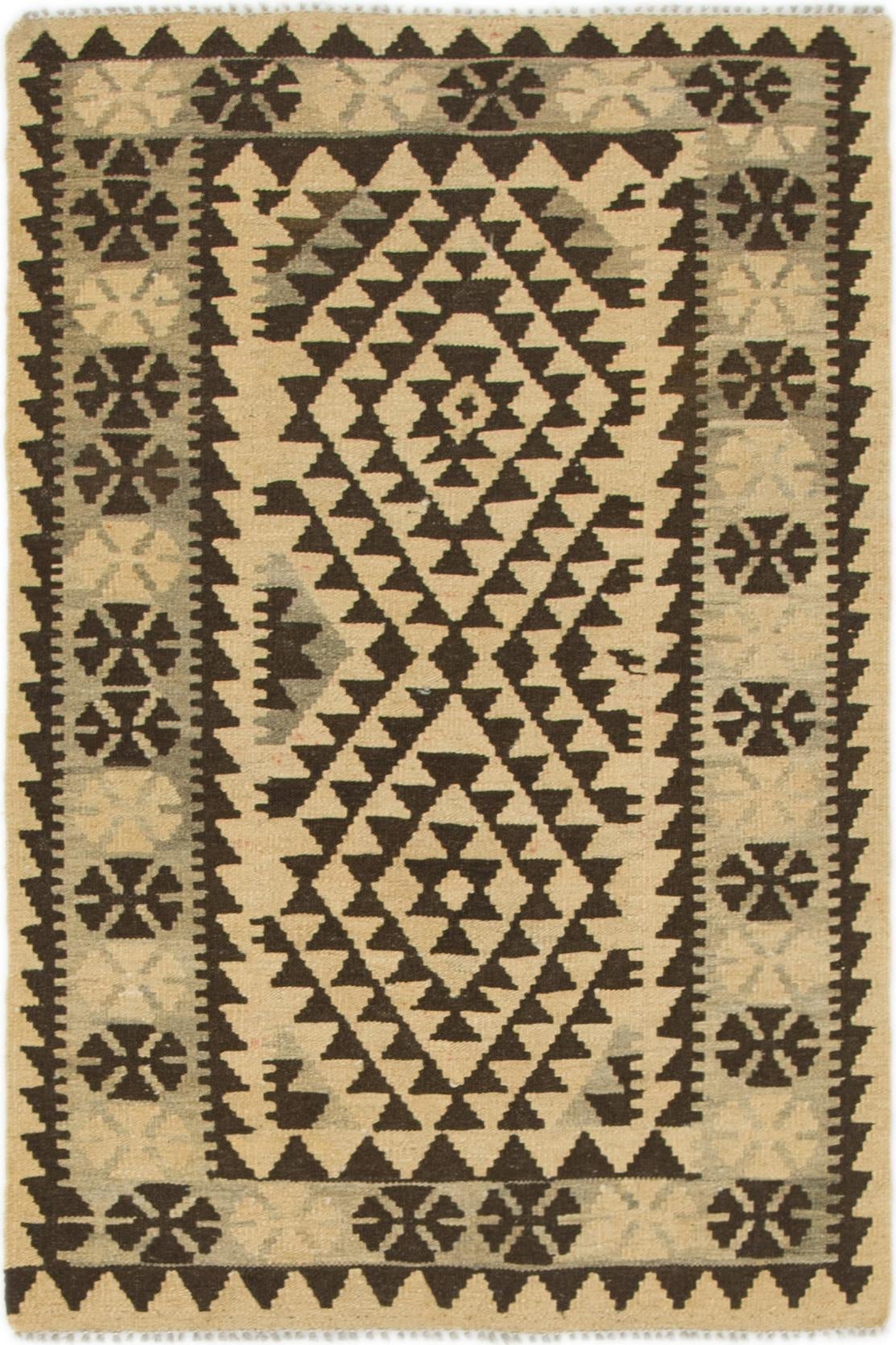 2' 10 x 4' 3 Hand Woven Kilim Maymana Wool Rug