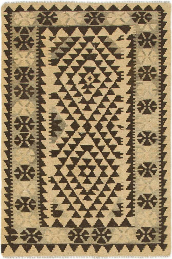 2' 10 x 4' 3 Hand Woven Kilim Maymana Wool Rug