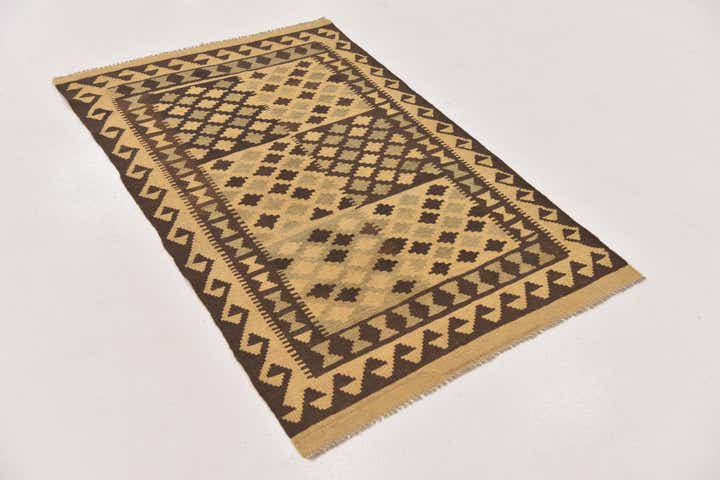 3' 1 x 4' 10 Hand Woven Kilim Maymana Wool Rug