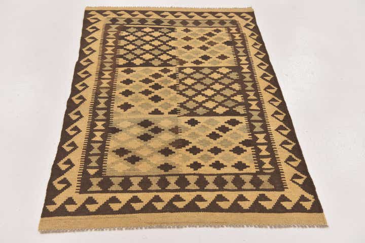 3' 1 x 4' 10 Hand Woven Kilim Maymana Wool Rug