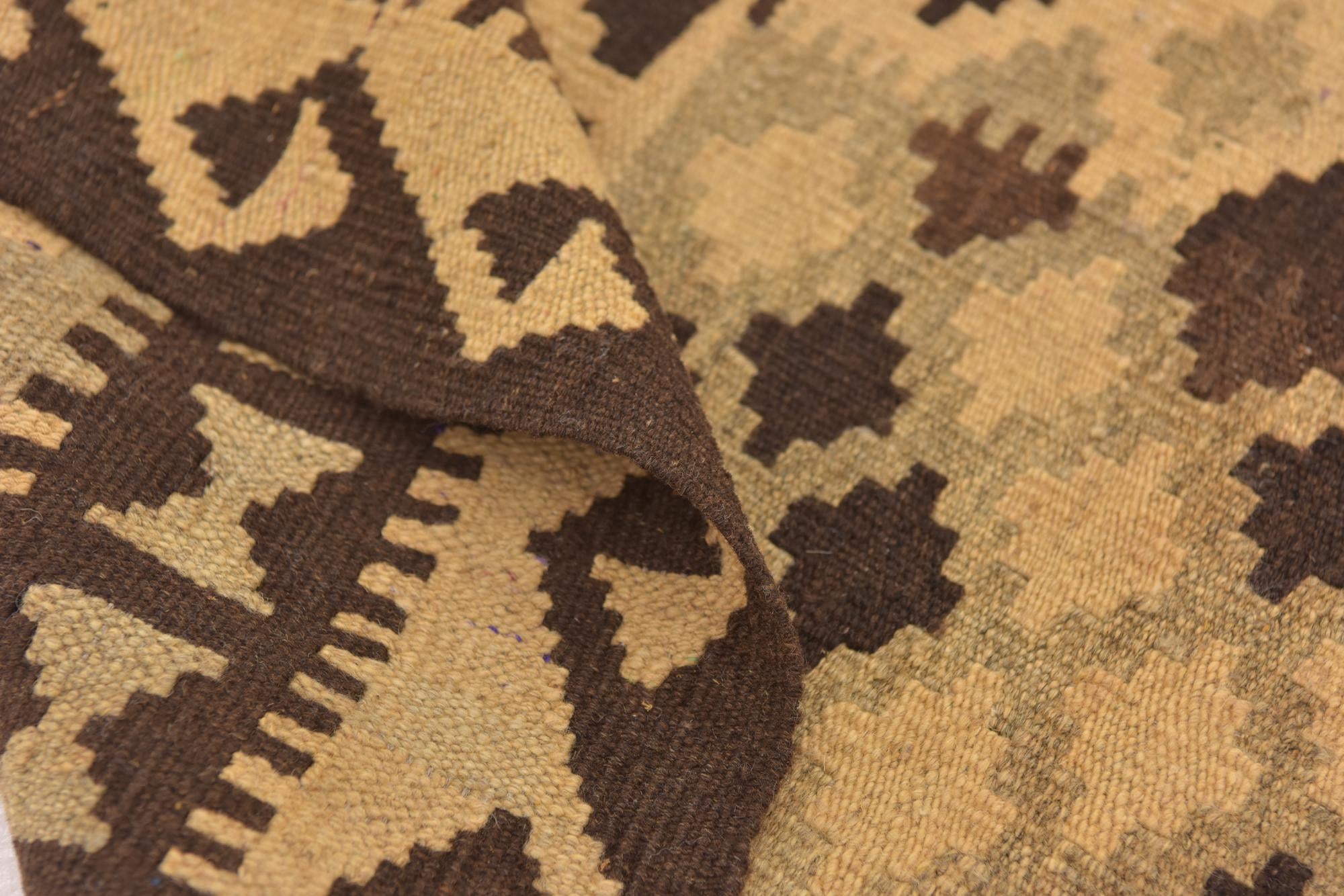 3' 1 x 4' 10 Hand Woven Kilim Maymana Wool Rug