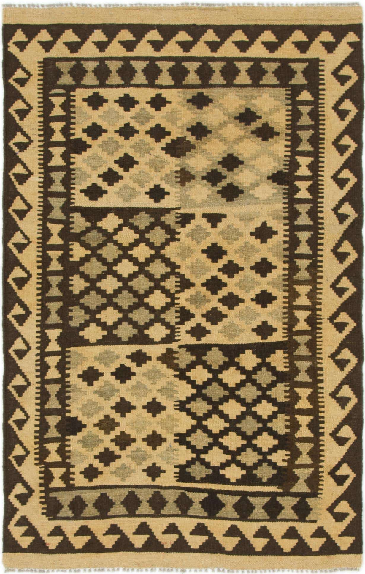 3' 1 x 4' 10 Hand Woven Kilim Maymana Wool Rug