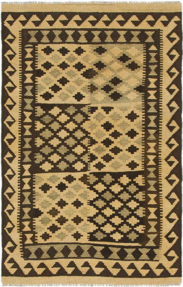 3' 1 x 4' 10 Hand Woven Kilim Maymana Wool Rug