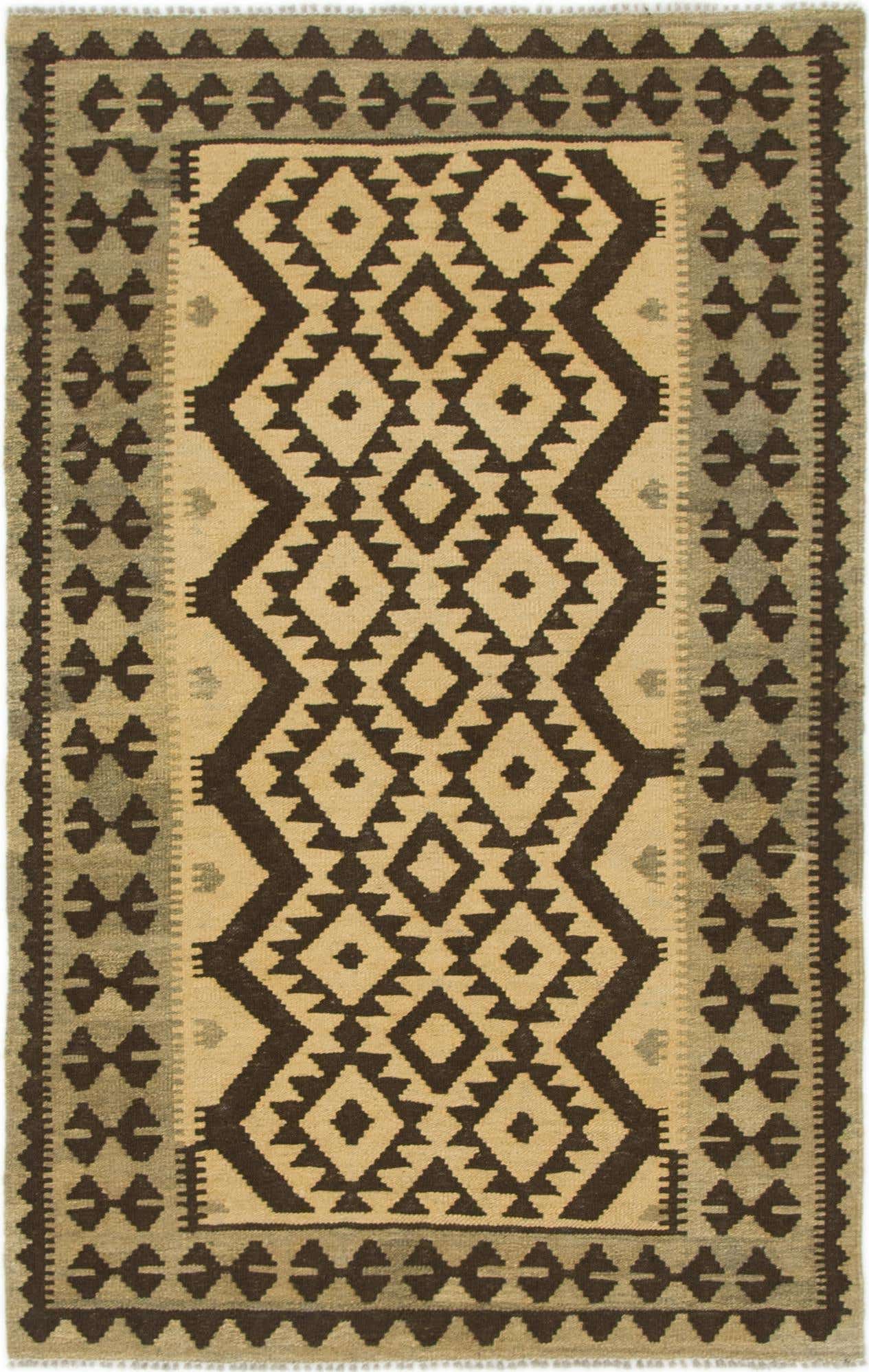 3' 2 x 5' Hand Woven Kilim Maymana Wool Rug