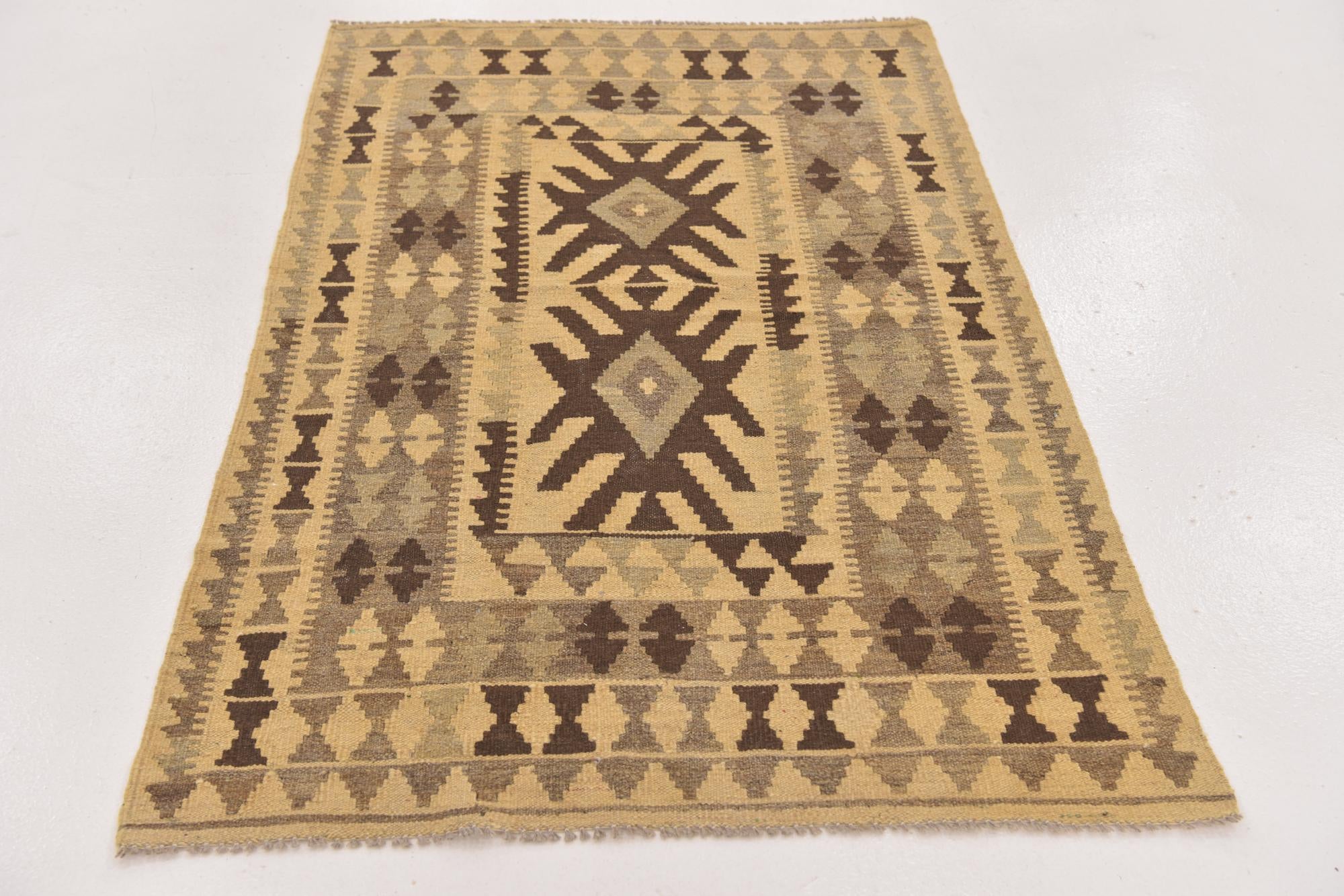 100cm x 150cm Tejido a mano Kilim Maymana Alfombra Lana