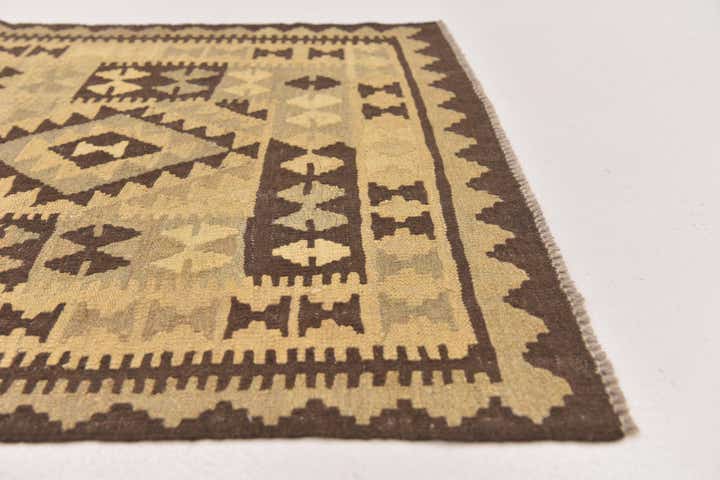 3' 2 x 4' 10 Hand Woven Kilim Maymana Wool Rug
