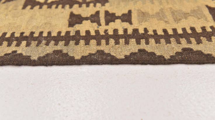 Detail image of 3' 2 x 4' 10 Hand Woven Kilim Maymana Wool Rug
