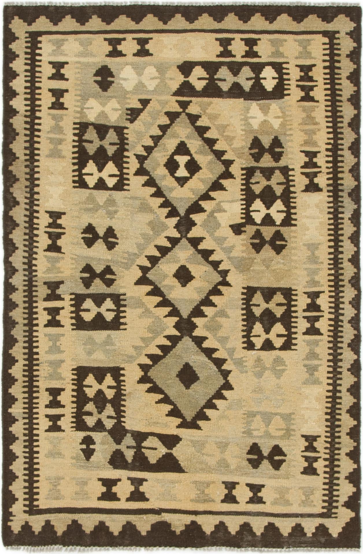 3' 2 x 4' 10 Hand Woven Kilim Maymana Wool Rug