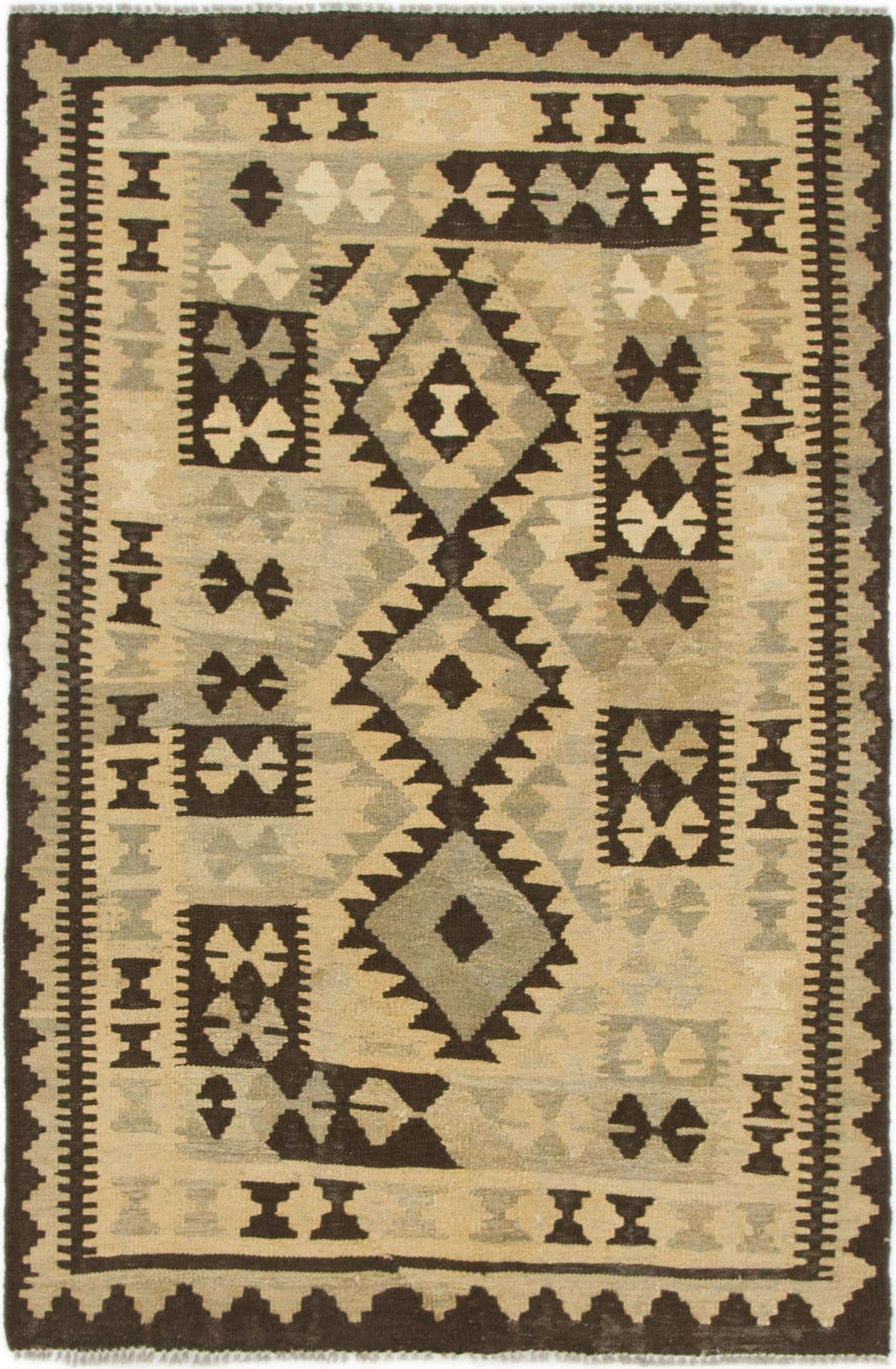 3' 2 x 4' 10 Hand Woven Kilim Maymana Wool Rug