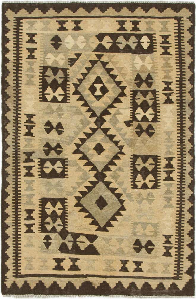 3' 2 x 4' 10 Hand Woven Kilim Maymana Wool Rug