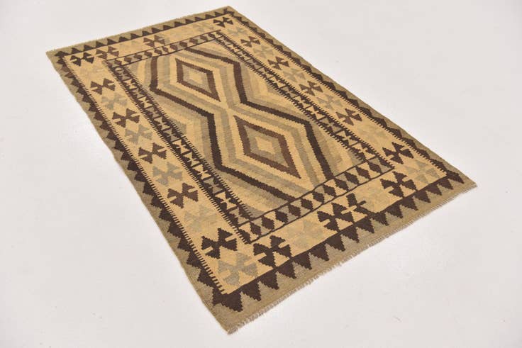Detail image of 3' 4 x 5' 4 Hand Woven Kilim Maymana Wool Rug
