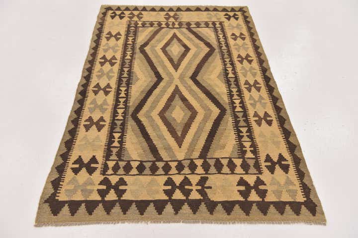 3' 4 x 5' 4 Hand Woven Kilim Maymana Wool Rug