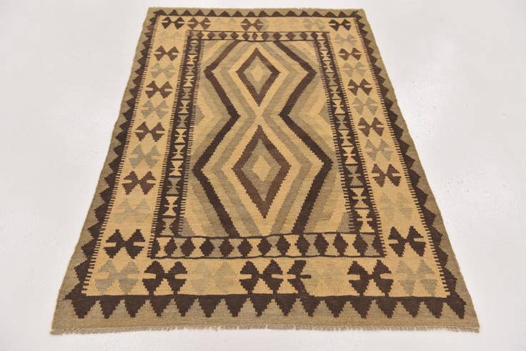 Detail image of 3' 4 x 5' 4 Hand Woven Kilim Maymana Wool Rug