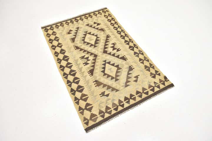 2' 9 x 4' Hand Woven Kilim Maymana Wool Rug